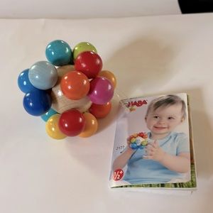 HABA USA rainbow ball wooden clutch toy NWT